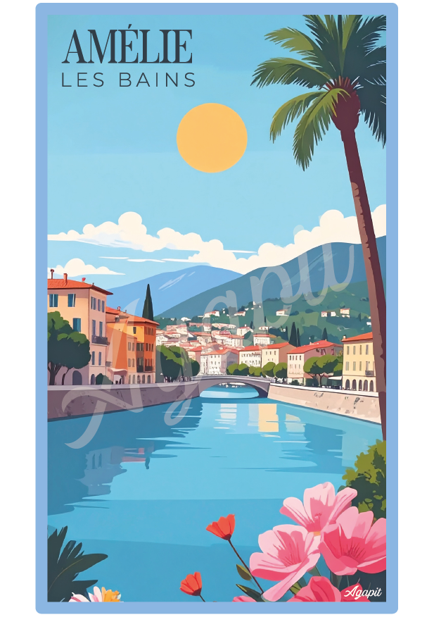 T-shirt AGAPIT Amélie-les-Bains – Illustration rétro du village catalan - Agapit - Artwear