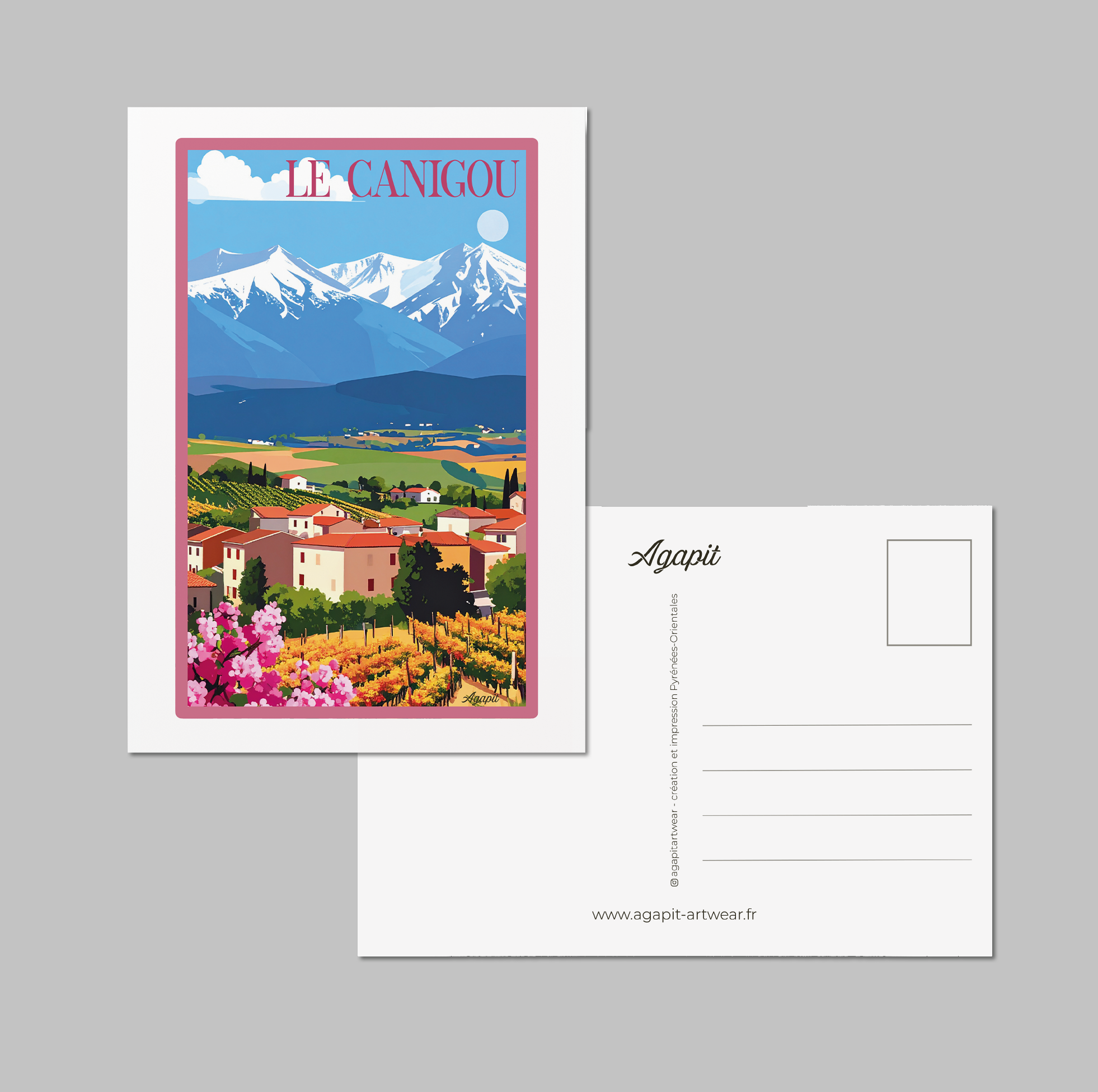 Carte postale Canigou – Illustration colorée de la montagne sacrée - Agapit - Artwear