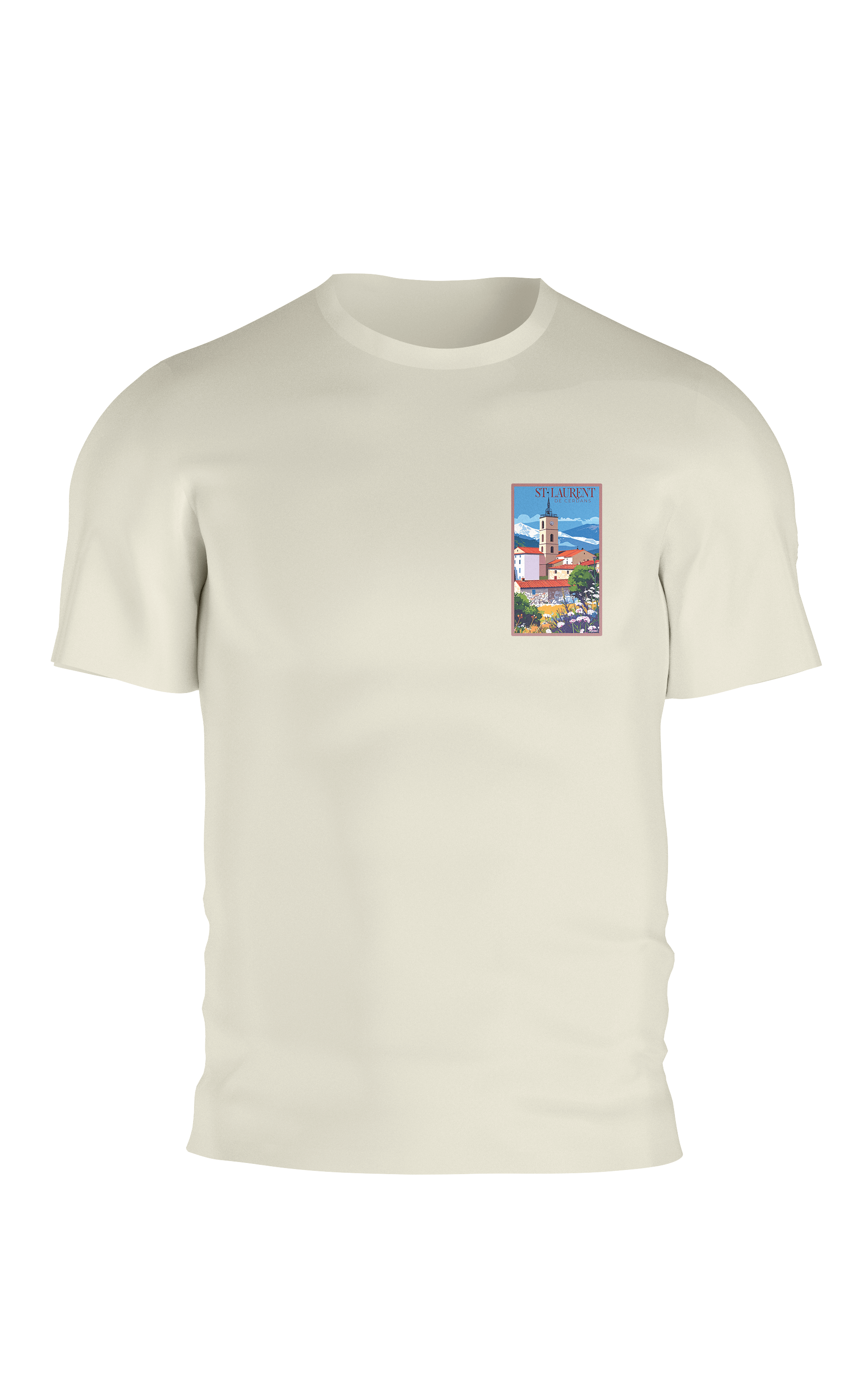 T-shirt devant Saint-Laurent-de-Cerdans couleur white coconut image vintage