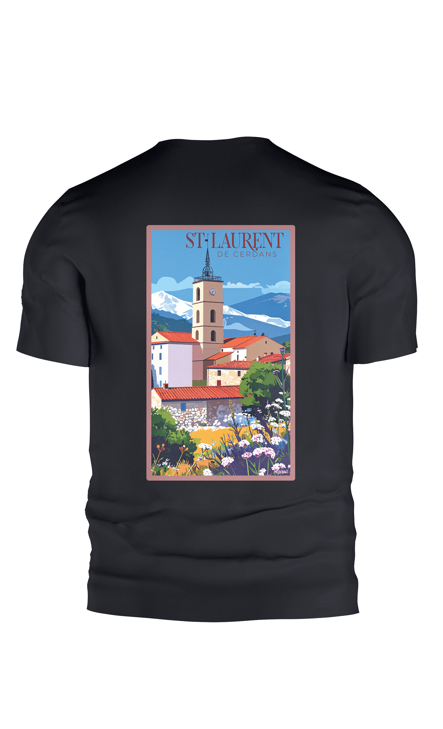 T-shirt dos Saint-Laurent-de-Cerdans couleur noir image vintage