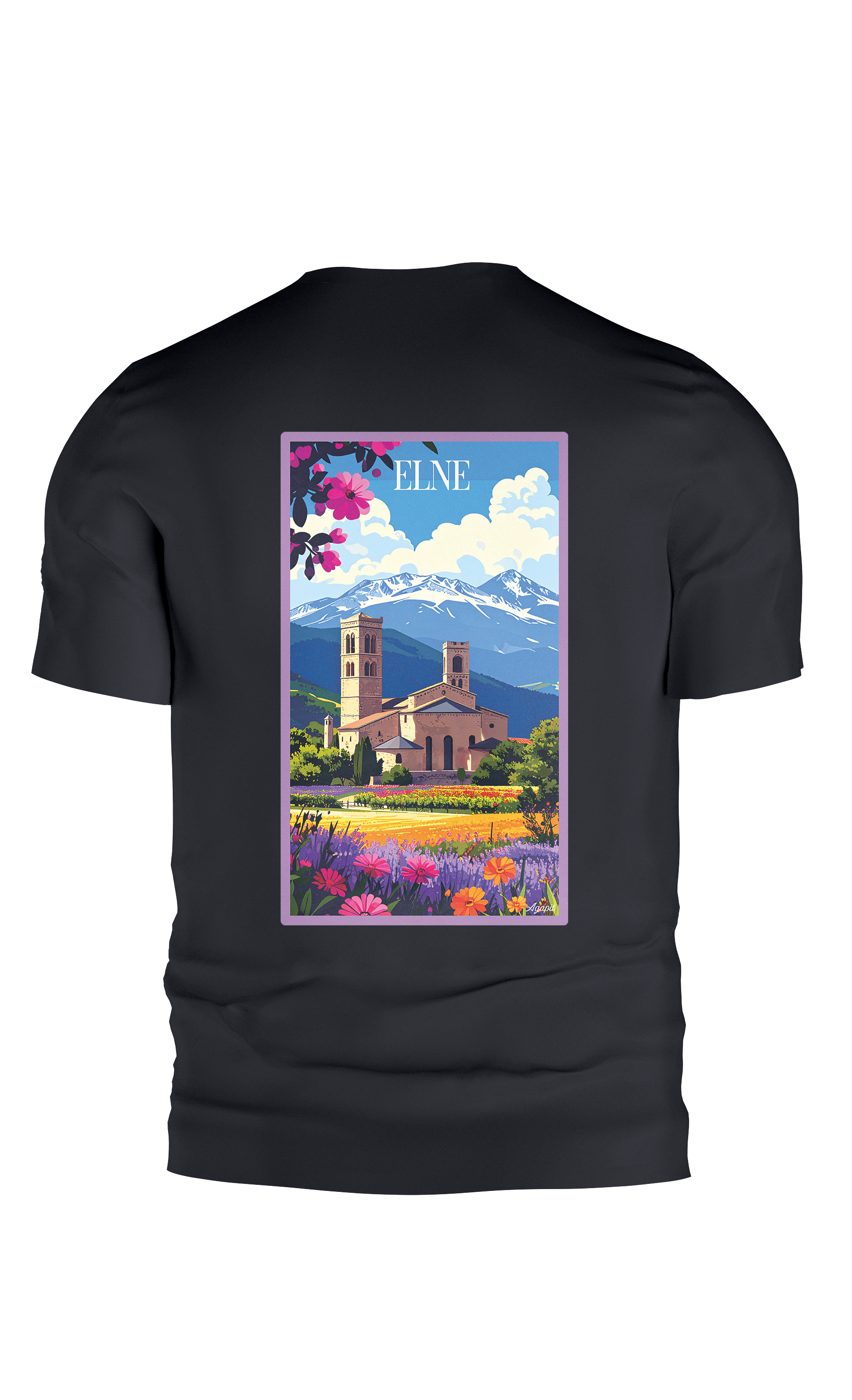 T-shirt AGAPIT Elne – Illustration cathédrale et village médiéval - Agapit - Artwear