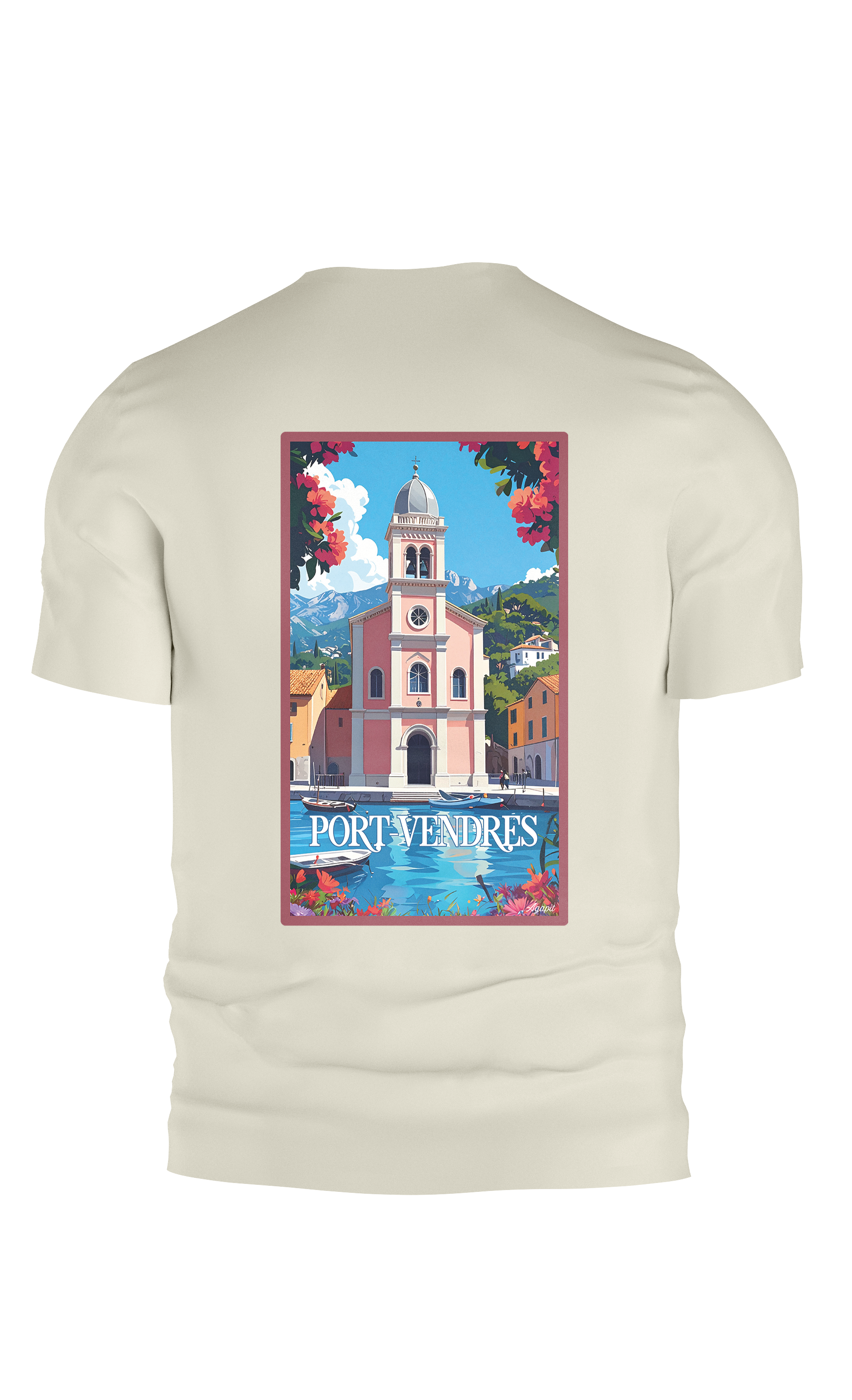 T-shirt AGAPIT Port-Vendres - Sud de la France – Design rétro Port-Vendres avec bateaux et dôme - Agapit - Artwear