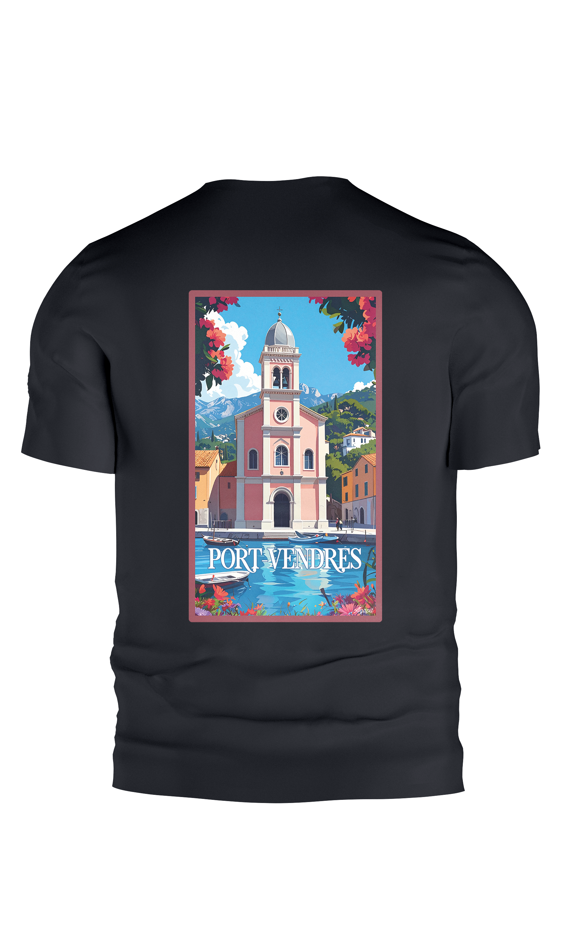 T-shirt AGAPIT Port-Vendres - Sud de la France – Design rétro Port-Vendres avec bateaux et dôme - Agapit - Artwear
