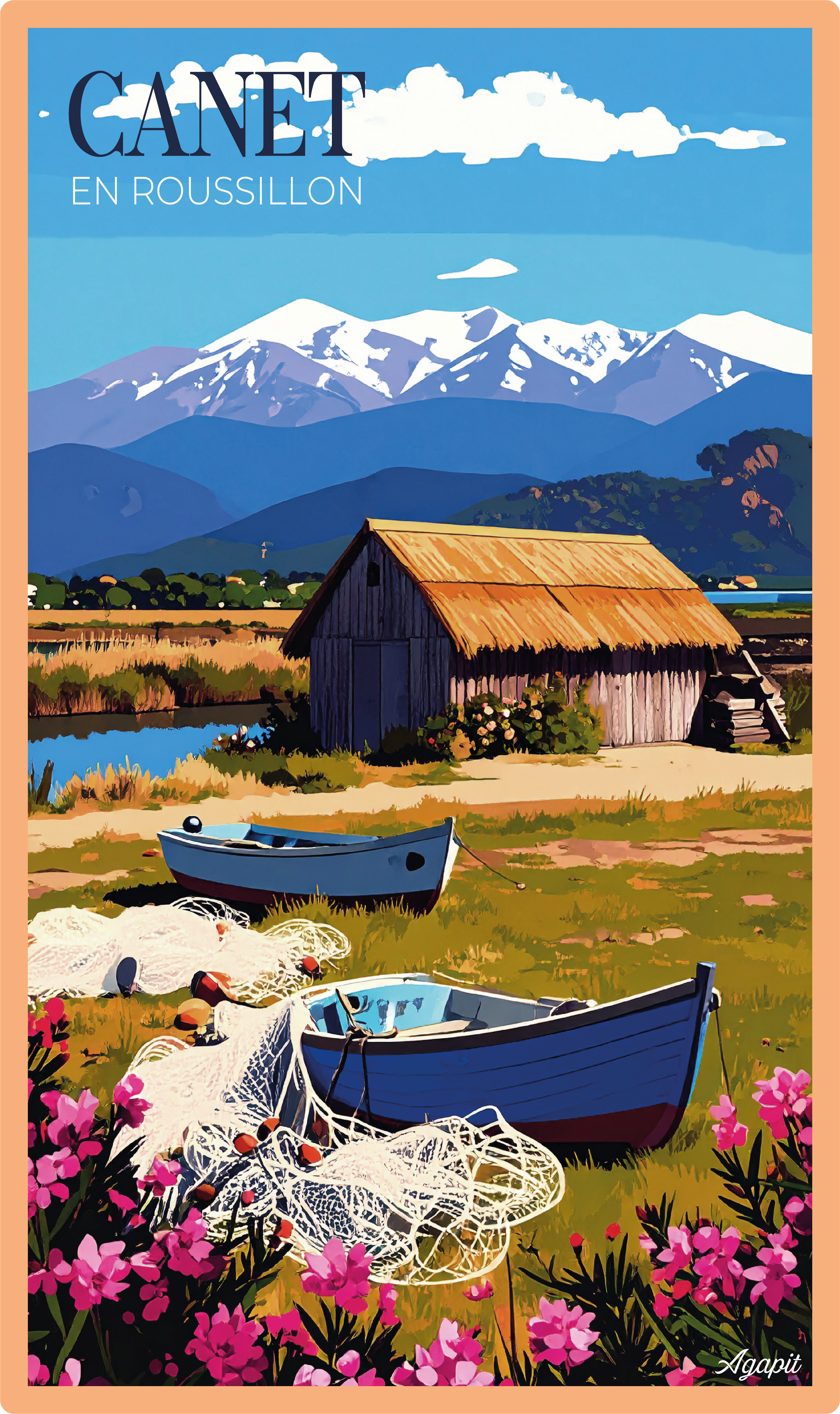 T-shirt AGAPIT Canet – Illustration les cabanes de pêcheurs - Agapit - Artwear