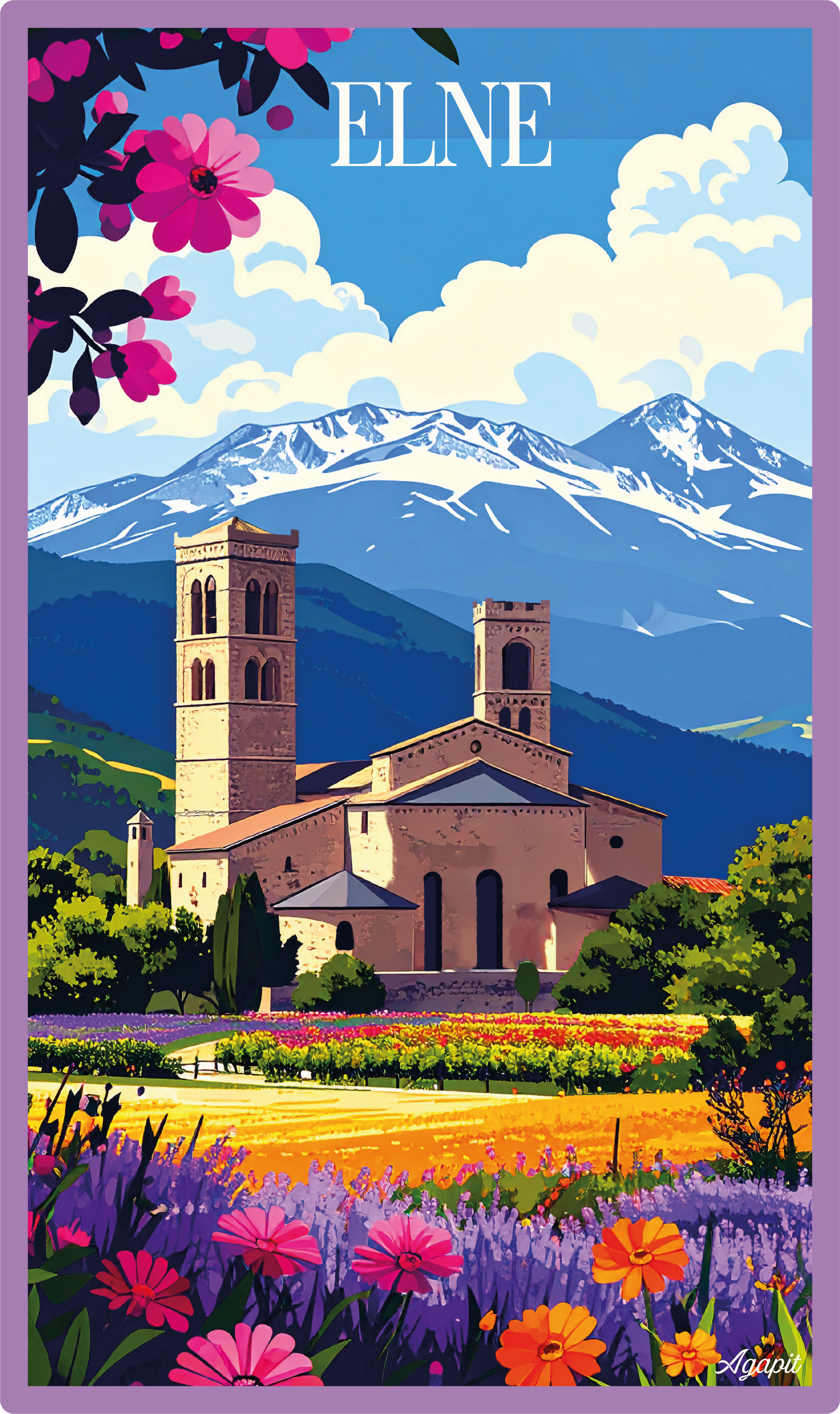 T-shirt AGAPIT Elne – Illustration cathédrale et village médiéval - Agapit - Artwear