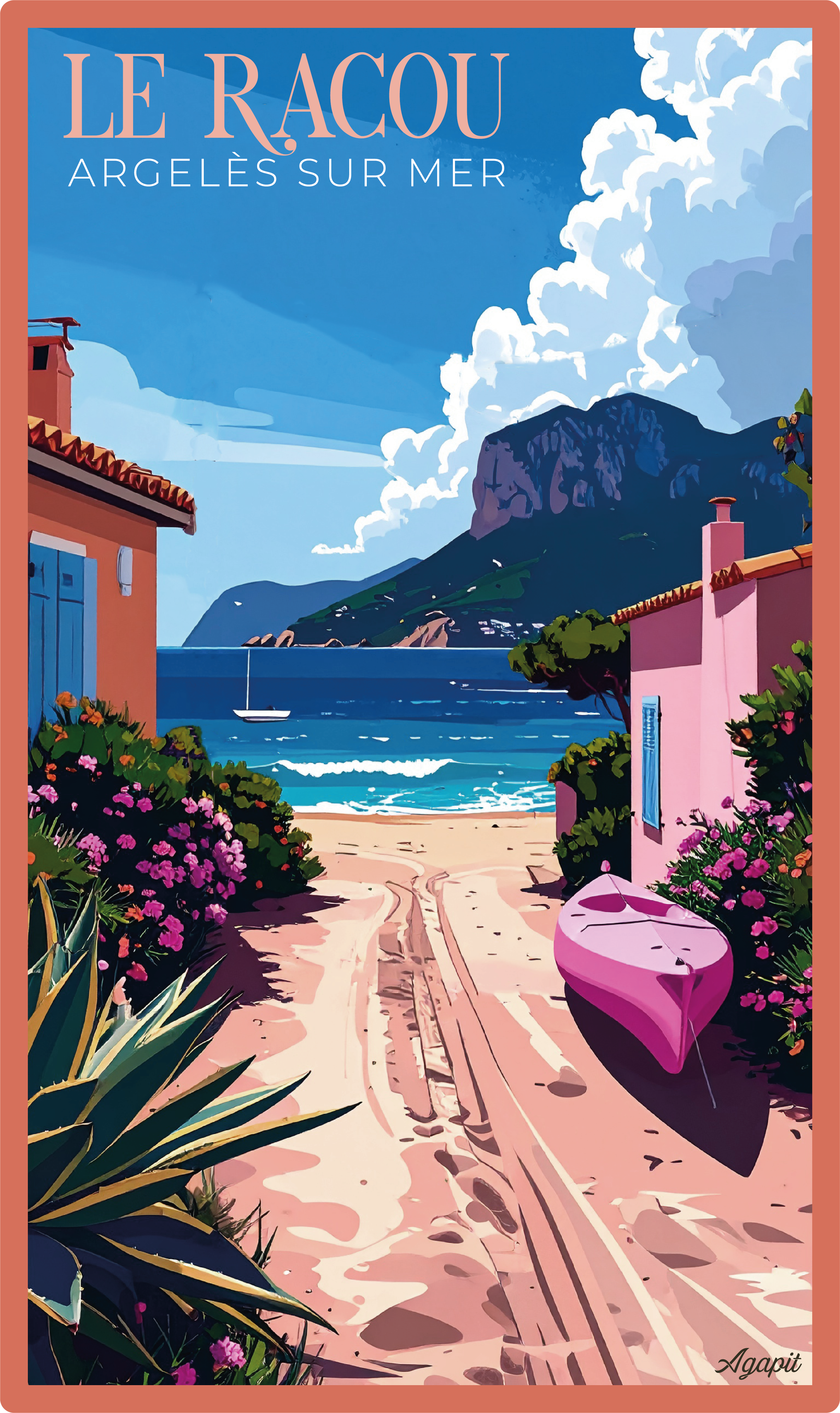 T-shirt AGAPIT Le Racou – Illustration plage et allée de sable - Agapit - Artwear