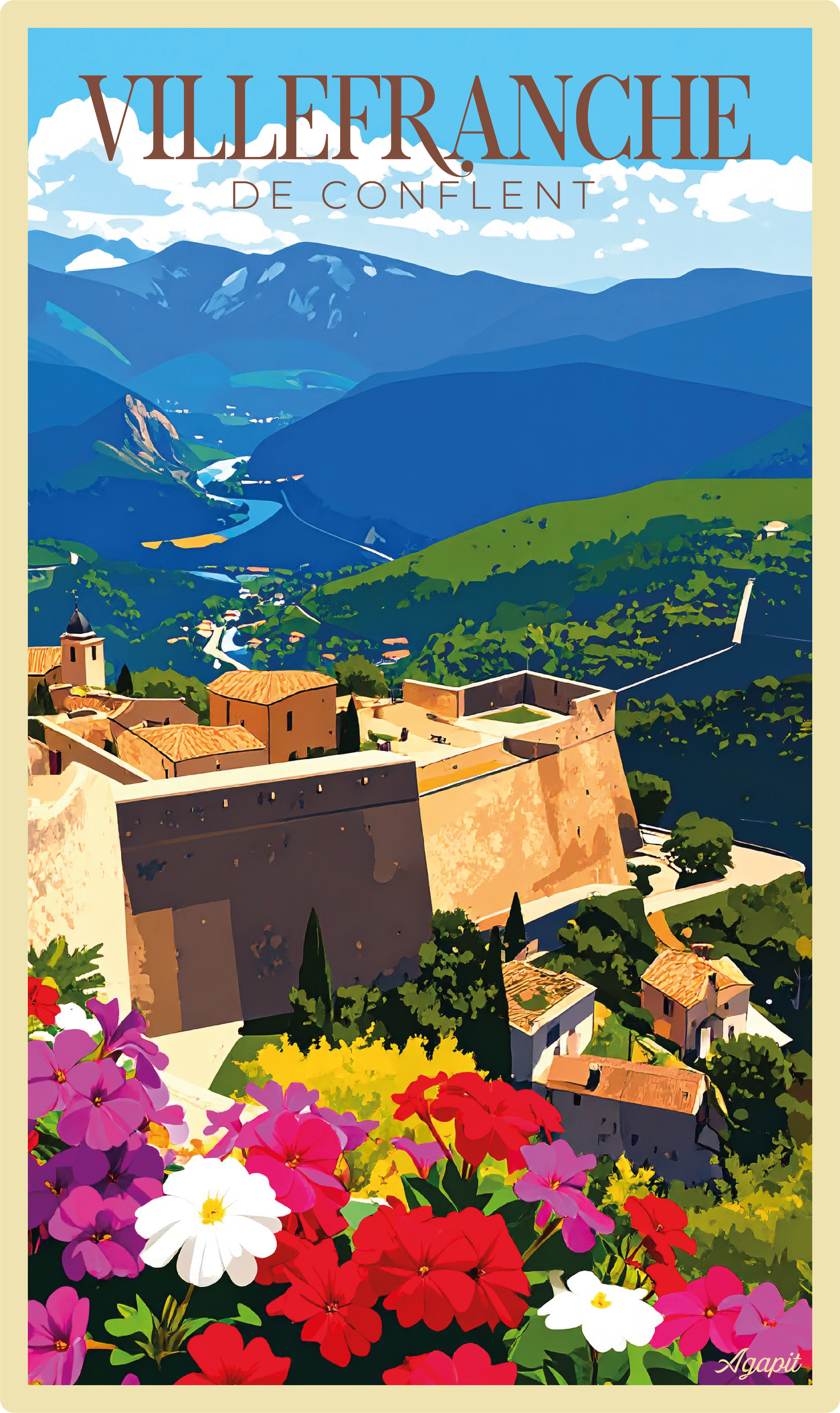 T-shirt AGAPIT Villefranche de conflet - Sud de la France – Vue Fort Libéria - Agapit - Artwear
