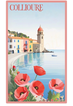 T-shirt AGAPIT Collioure – Illustration rétro du clocher et façades pastel - Agapit - Artwear