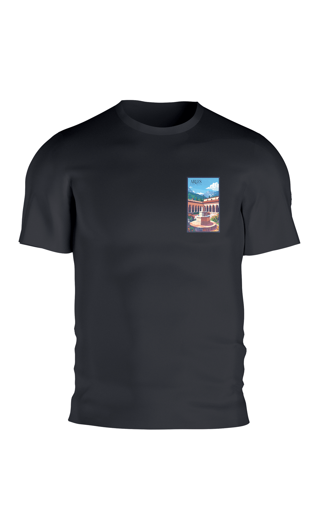 T-shirt AGAPIT Arles-sur-Tech – Illustration colorée du clocher et façades pastel - Agapit - Artwear