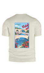 T-shirt AGAPIT Céret – Illustration artistique des trois ponts, clocher et façades pastel - Agapit - Artwear