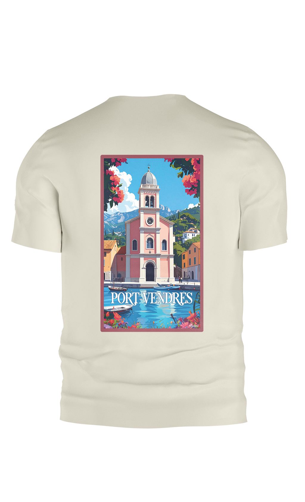 T-shirt AGAPIT Port-Vendres - Sud de la France – Design rétro Port-Vendres avec bateaux et dôme - Agapit - Artwear