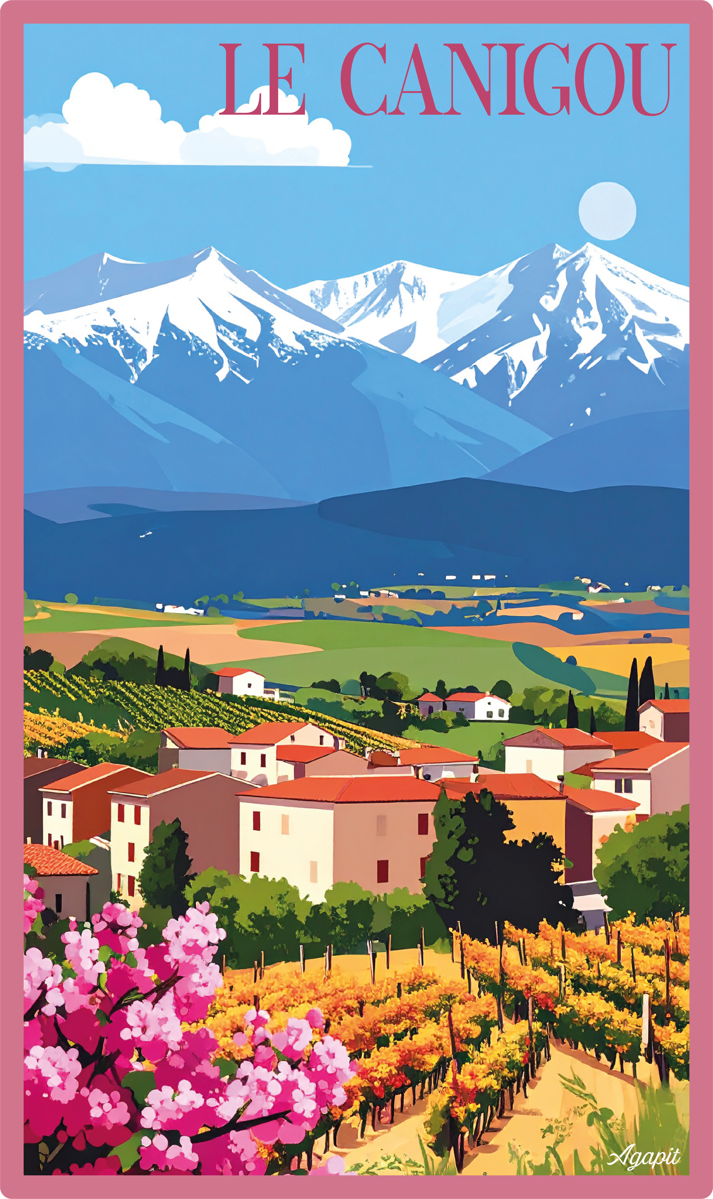 T-shirt AGAPIT Le Canigou - Sud de la France – Design artistique Canigou avec coquelicots - Agapit - Artwear