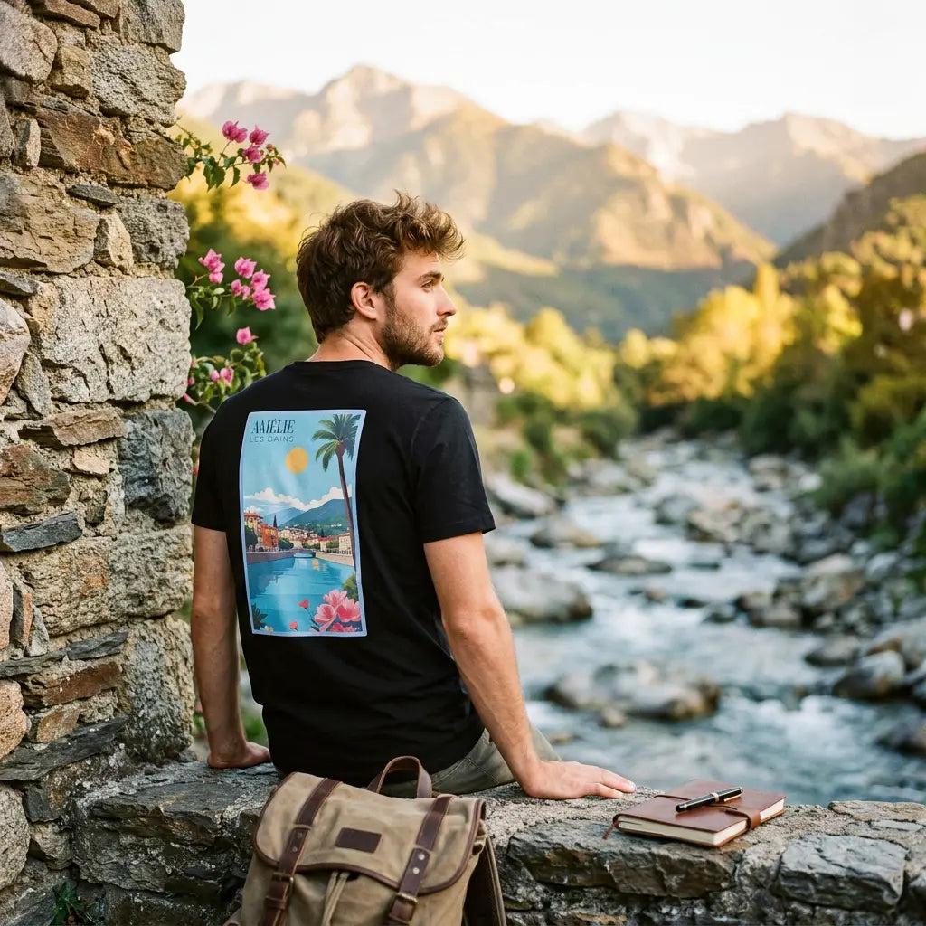 T-shirt Agapit Amélie-les-Bains coloris noir - Artwear Pyrénées-Orientales