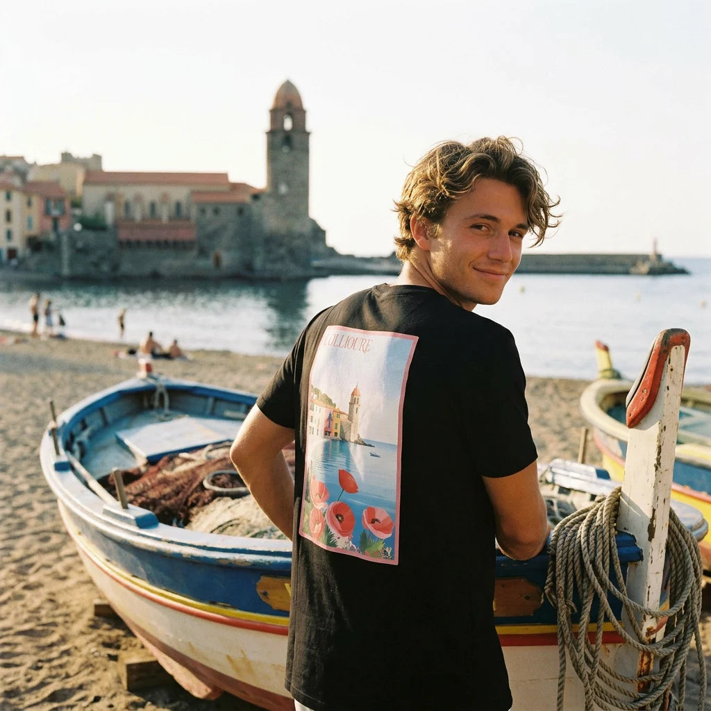 T-shirt Agapit Collioure coloris noir - Artwear Pyrénées-Orientales
