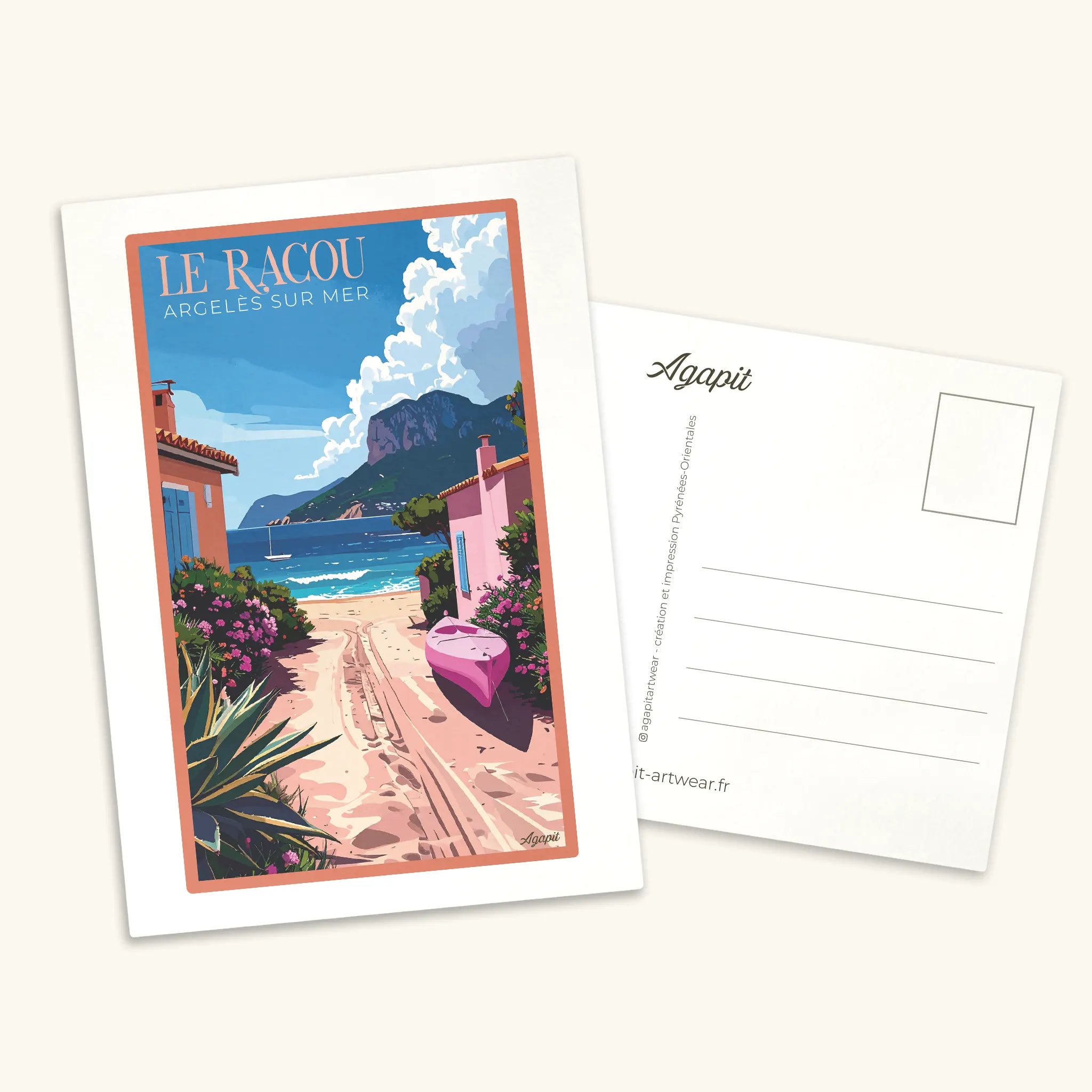 Carte postale rétro Le Racou - Cabanes de pêcheurs et plage Argelès Agapit
