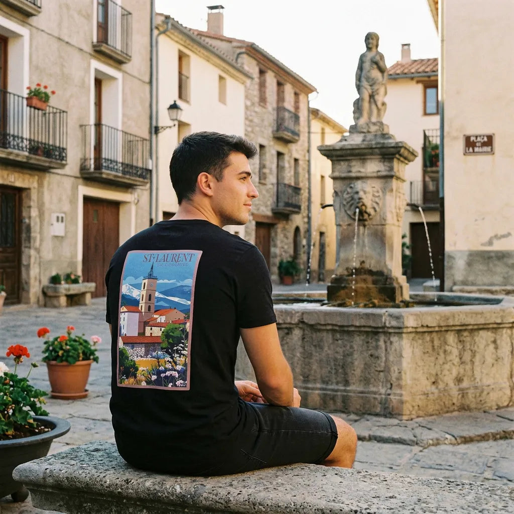 T-shirt Agapit Saint-Laurent-de-Cerdans coloris noir - Artwear Pyrénées-Orientales
