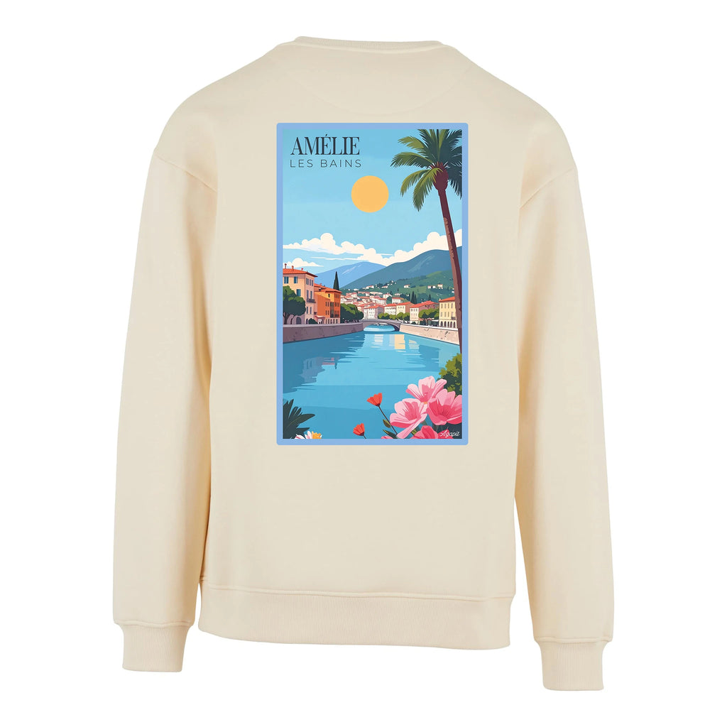 Sweat-shirt confortable Amélie-les-Bains - Illustration rétro centre du village Agapit