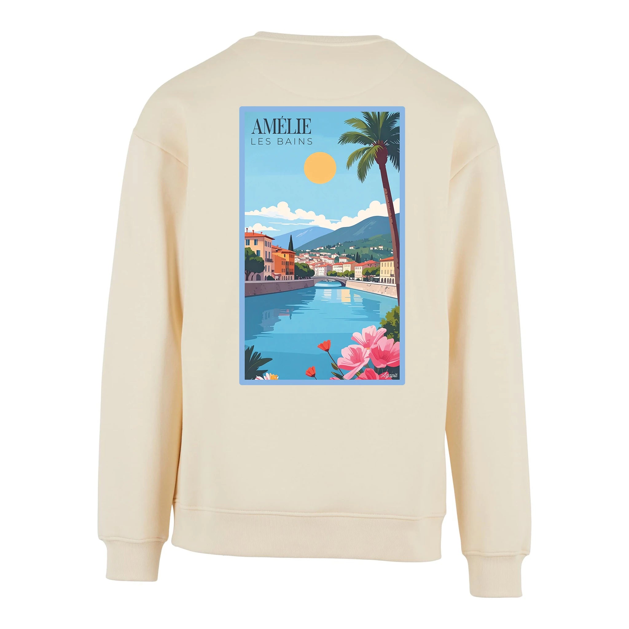 Sweat-shirt confortable Amélie-les-Bains - Illustration rétro centre du village Agapit