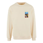 Sweat-shirt rétro Étang de Canet - Illustration vintage cabanes de pêcheurs en roseaux et vue sur le Canigou Agapit