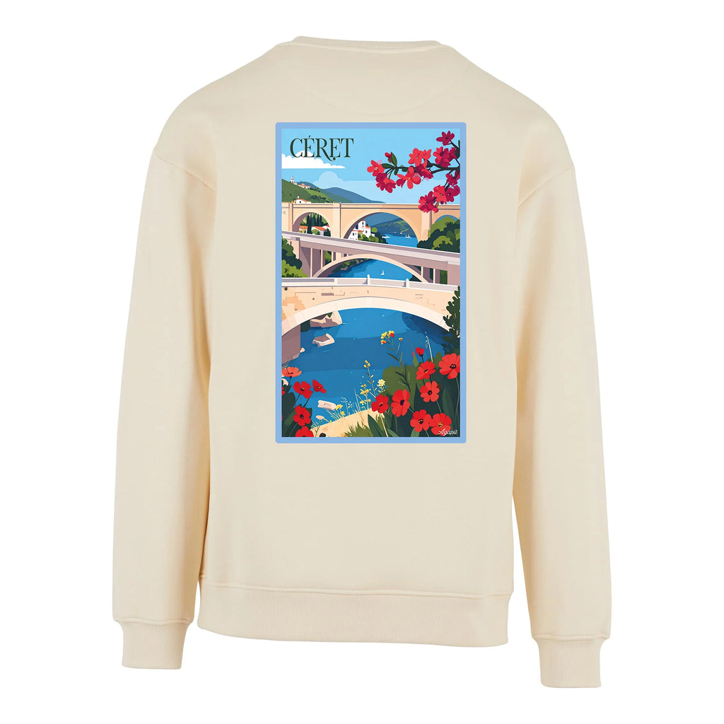 Sweat-shirt rétro Céret - Illustration vintage de la ville d'art et des platanes Agapit
