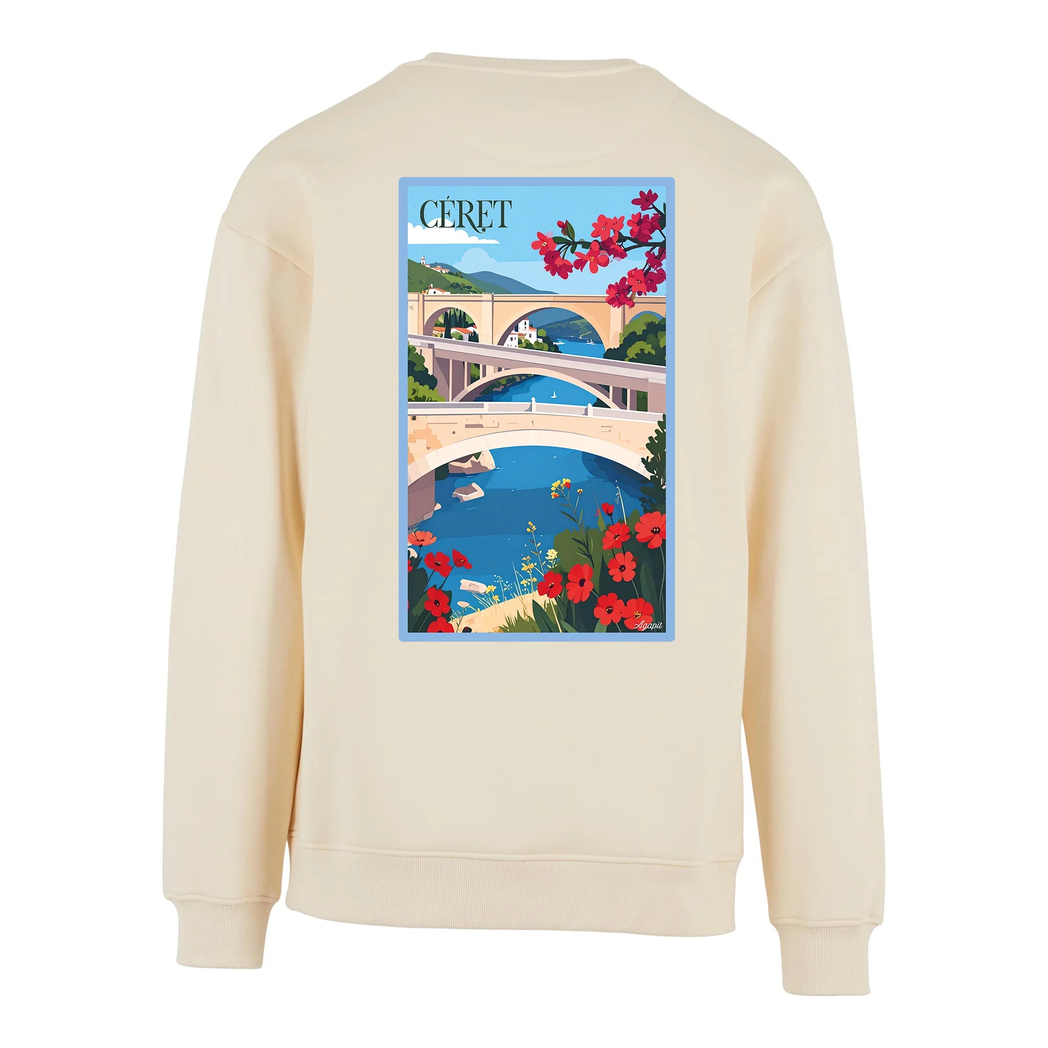 Sweat-shirt rétro Céret - Illustration vintage de la ville d'art et des platanes Agapit