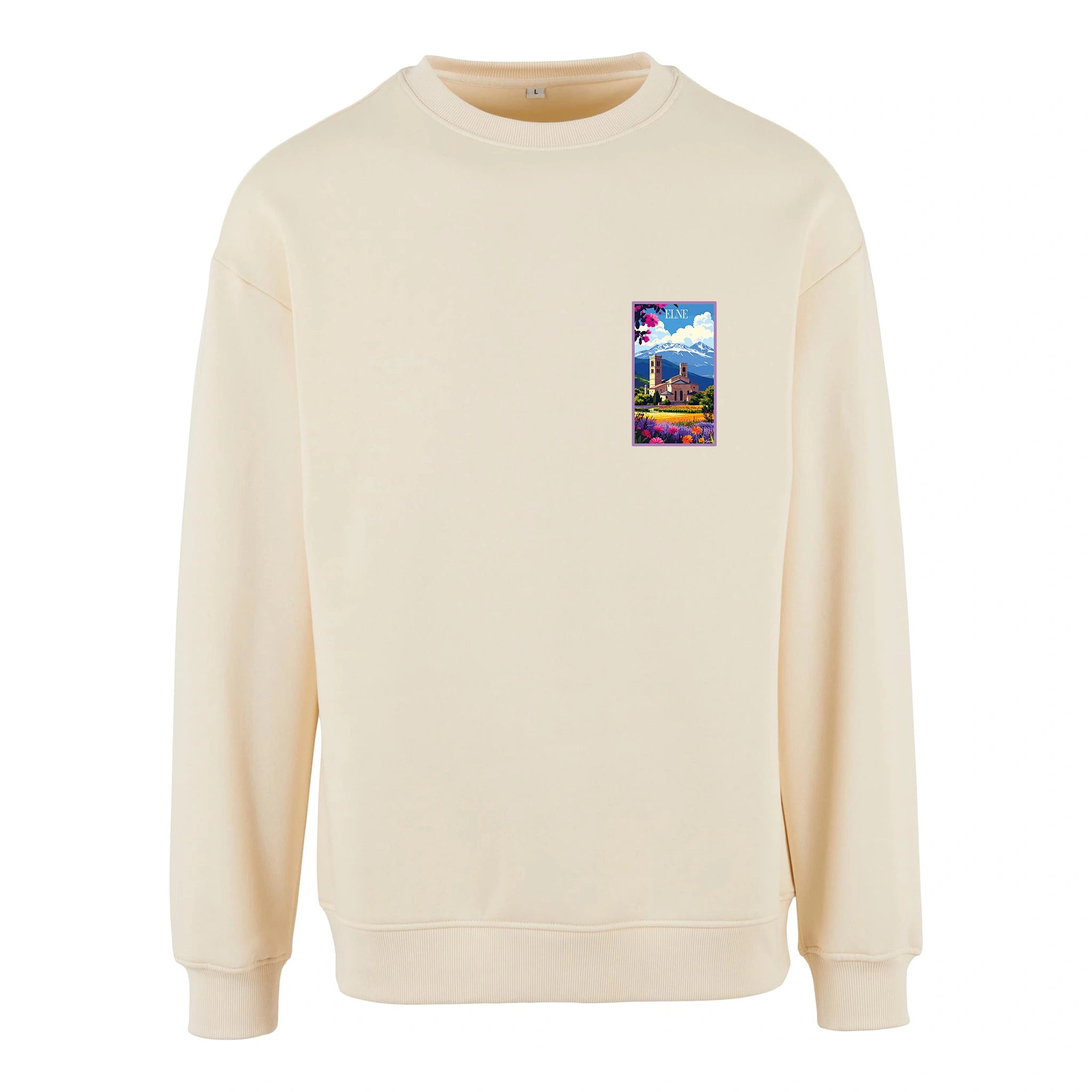Sweat-shirt rétro Elne - Illustration vintage cathédrale et cloître roman Agapit