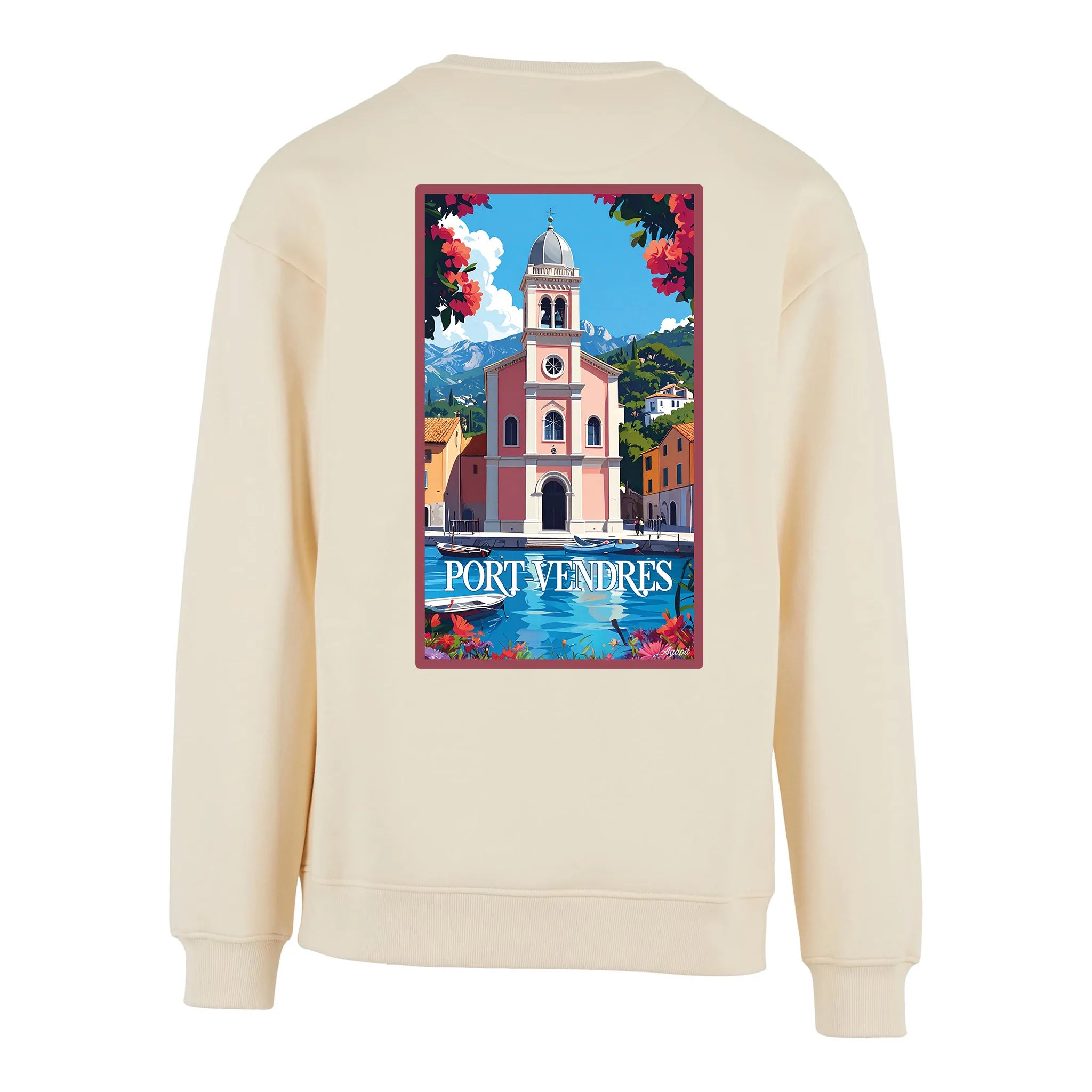 Sweat-shirt rétro Port-Vendres - Illustration vintage port de pêche et Côte Vermeille Agapit