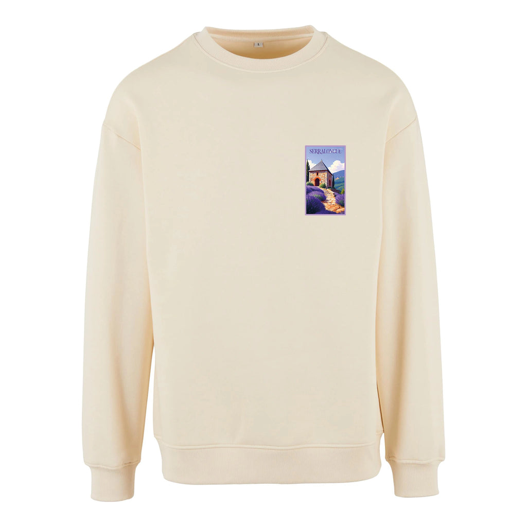 Sweat-shirt rétro Serralongue - Illustration vintage village de montagne et Conjurador Agapit