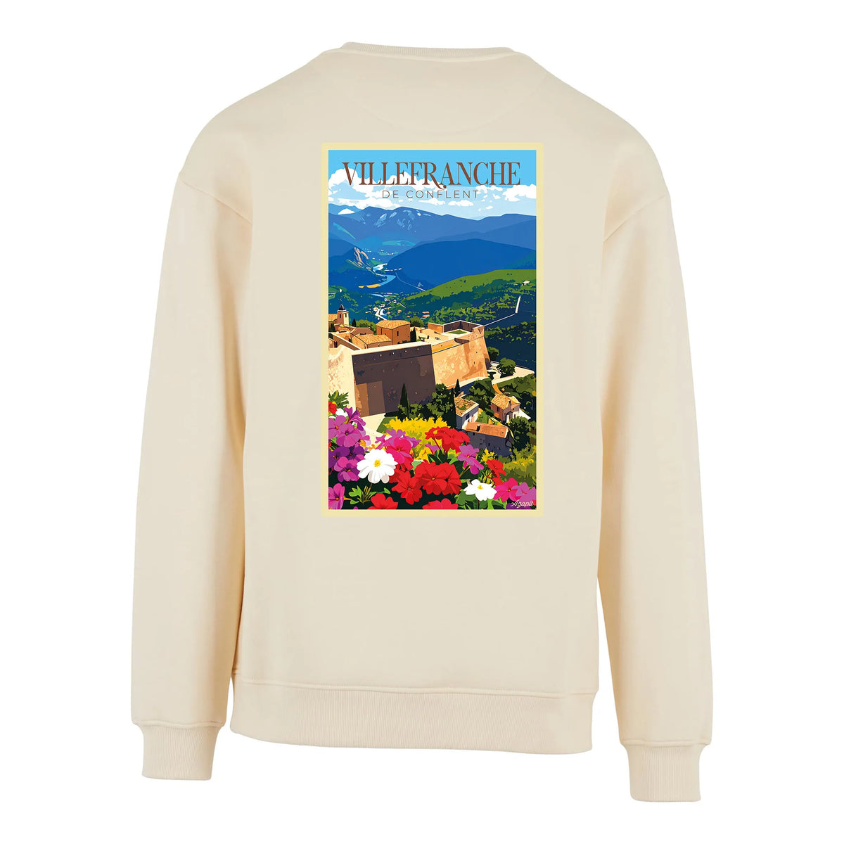 Sweat-shirt rétro Villefranche-de-Conflent - Illustration vintage remparts Vauban UNESCO Agapit