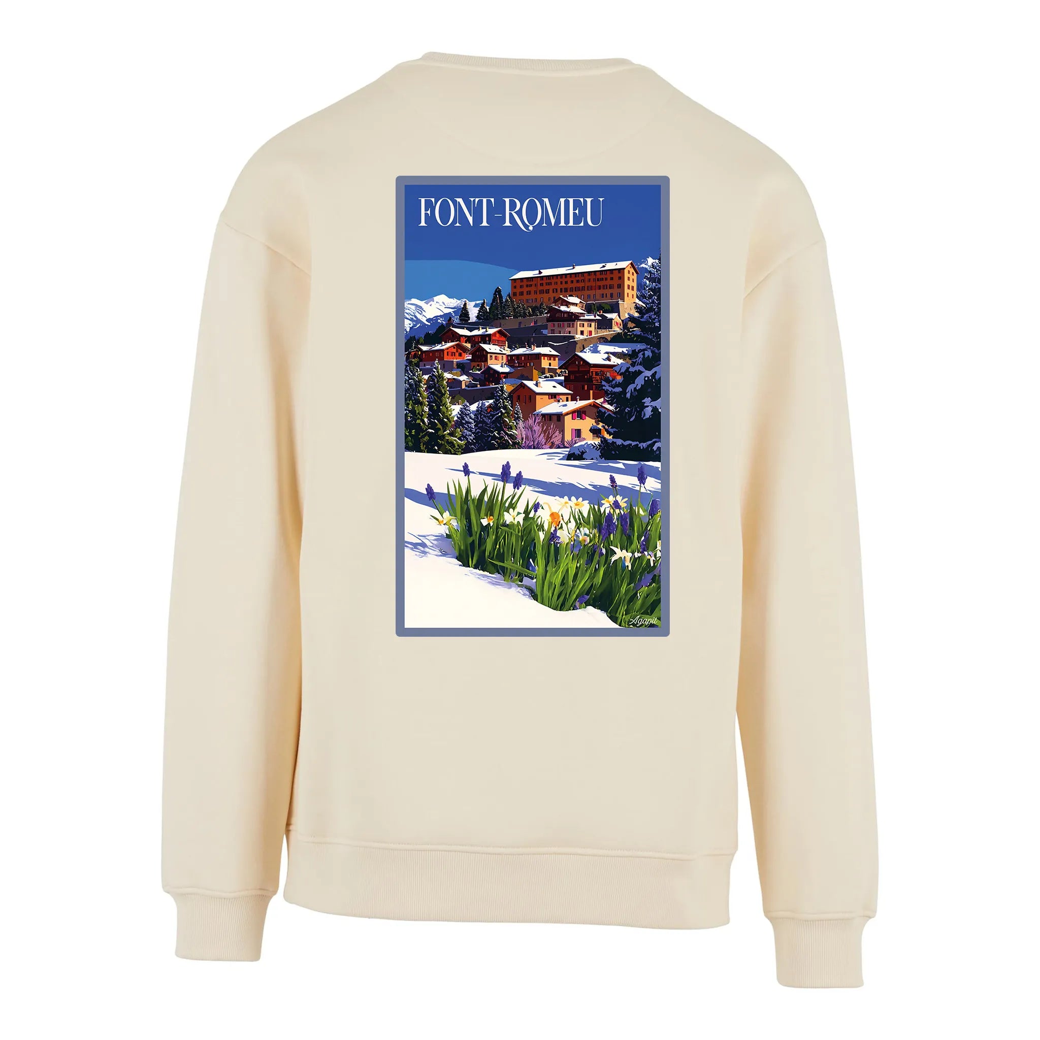 Sweat-shirt rétro Font-Romeu - Illustration vintage station de ski et paysages de montagne Agapit