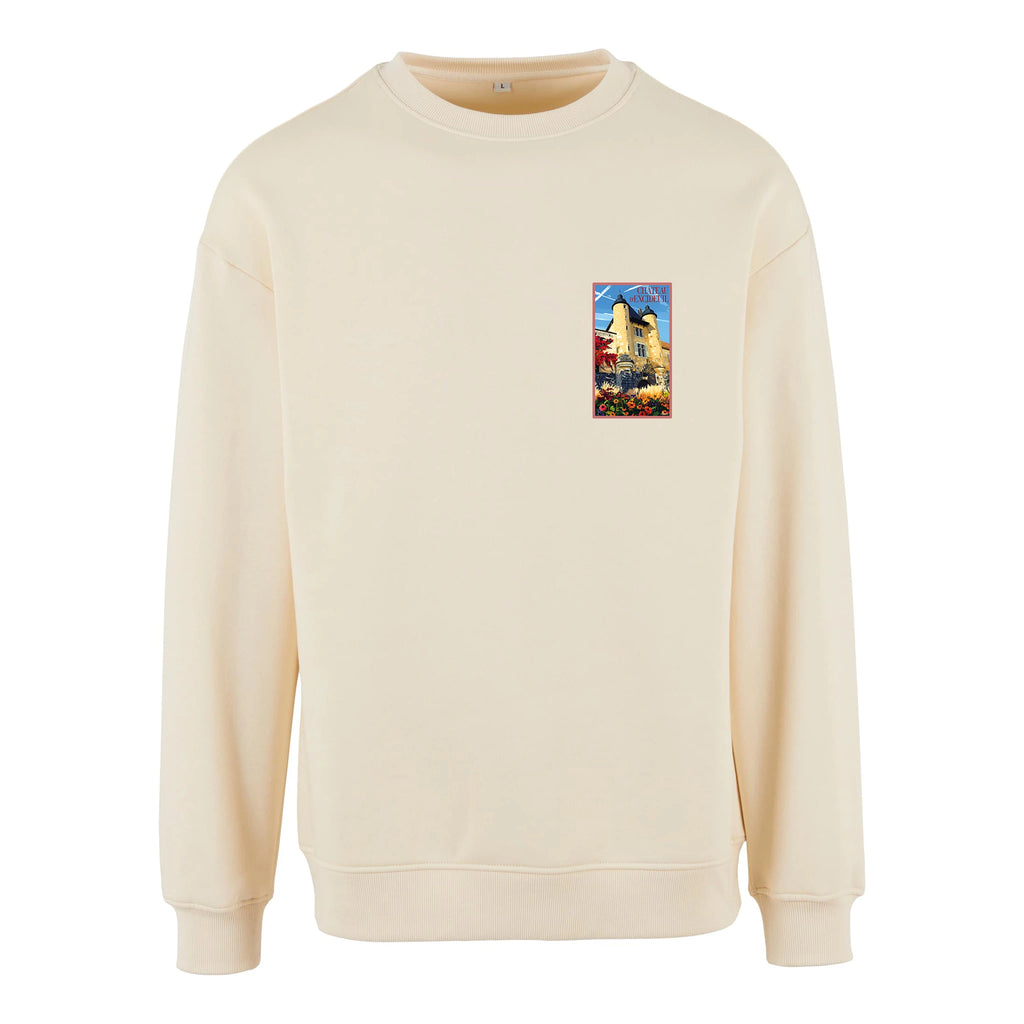Sweat-shirt rétro Château d'Excideuil - Illustration vintage forteresse médiévale et double donjon Agapit