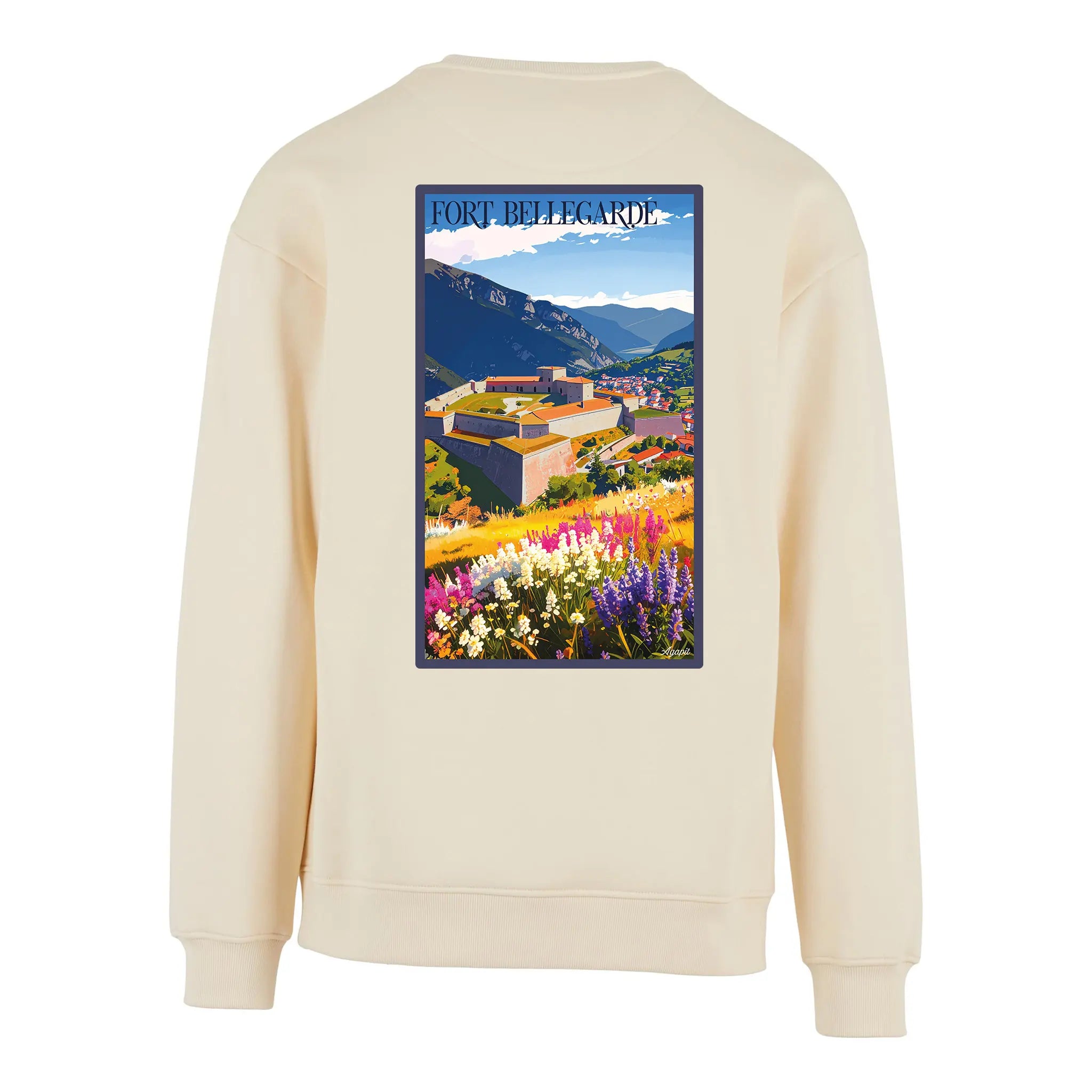 Sweat-shirt rétro Fort de Bellegarde - Illustration vintage forteresse de Vauban dominant le Perthus Agapit