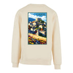Sweat-shirt rétro Corbère d'en haut - Illustration vintage village perché et château médiéval Agapit