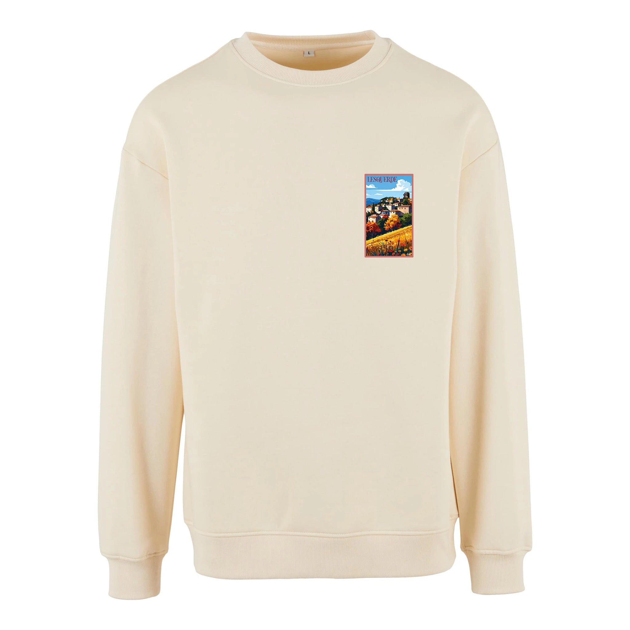 Sweat-shirt rétro Lesquerde - Illustration vintage village et vignobles sur granit Agapit