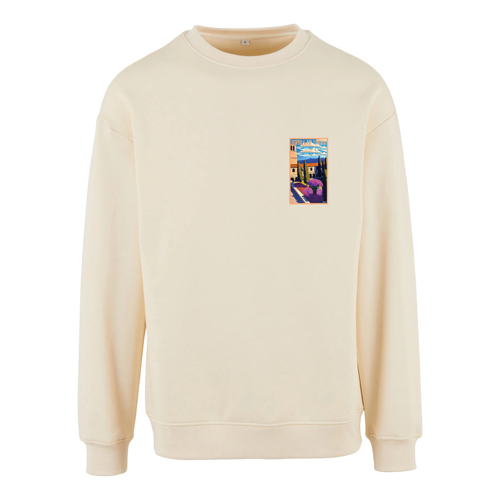 Sweat-shirt rétro Espira-de-l'Agly - Illustration vintage église romane et paysages au bord de l'Agly Agapit