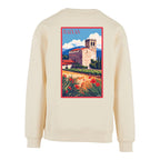 Sweat-shirt rétro Baixas - Illustration vintage village vigneron et église Saint-Étienne Agapit
