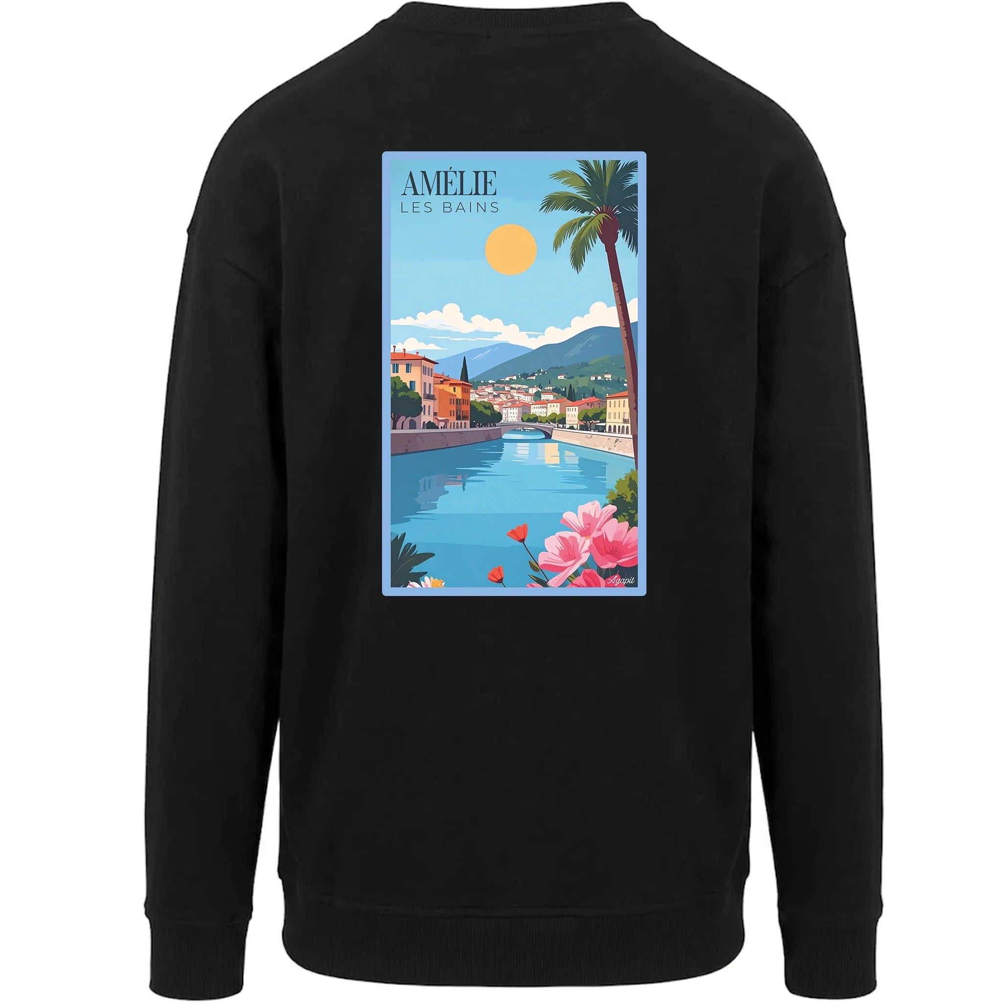 Sweat-shirt confortable Amélie-les-Bains - Illustration rétro centre du village Agapit