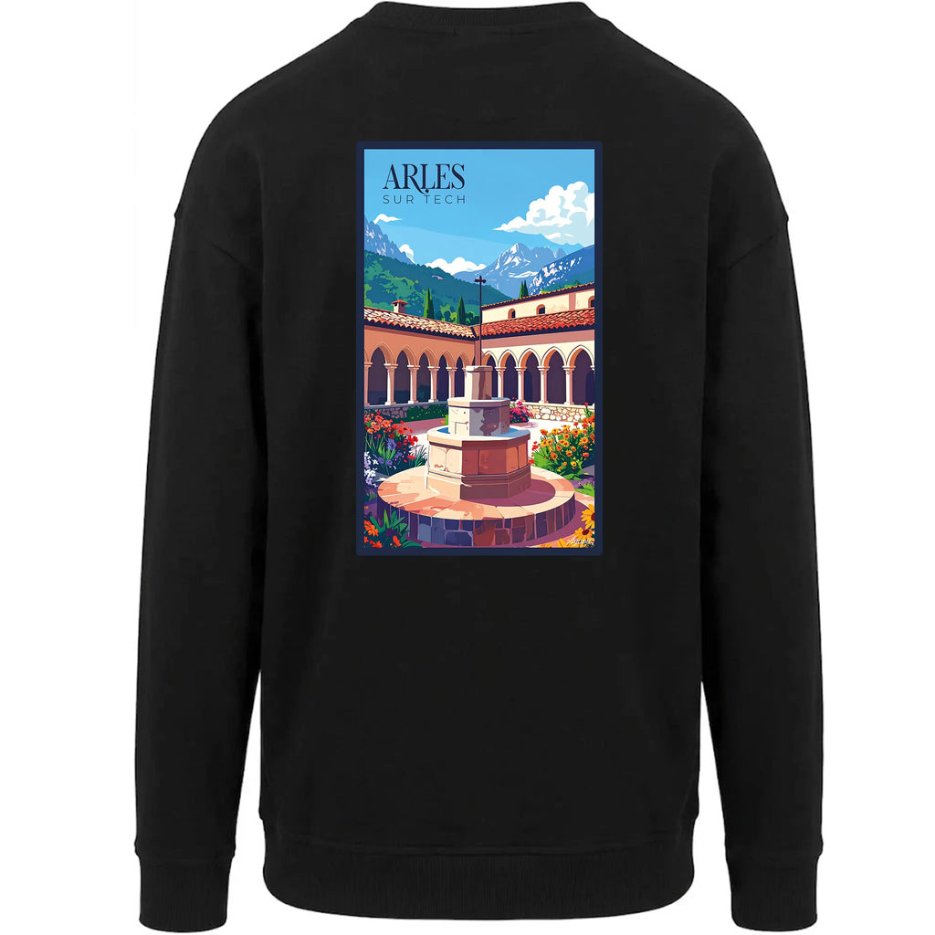 Sweat-shirt rétro Arles-sur-Tech - Illustration vintage village catalan et abbaye Sainte-Marie Agapit