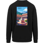 Sweat-shirt rétro Arles-sur-Tech - Illustration vintage village catalan et abbaye Sainte-Marie Agapit