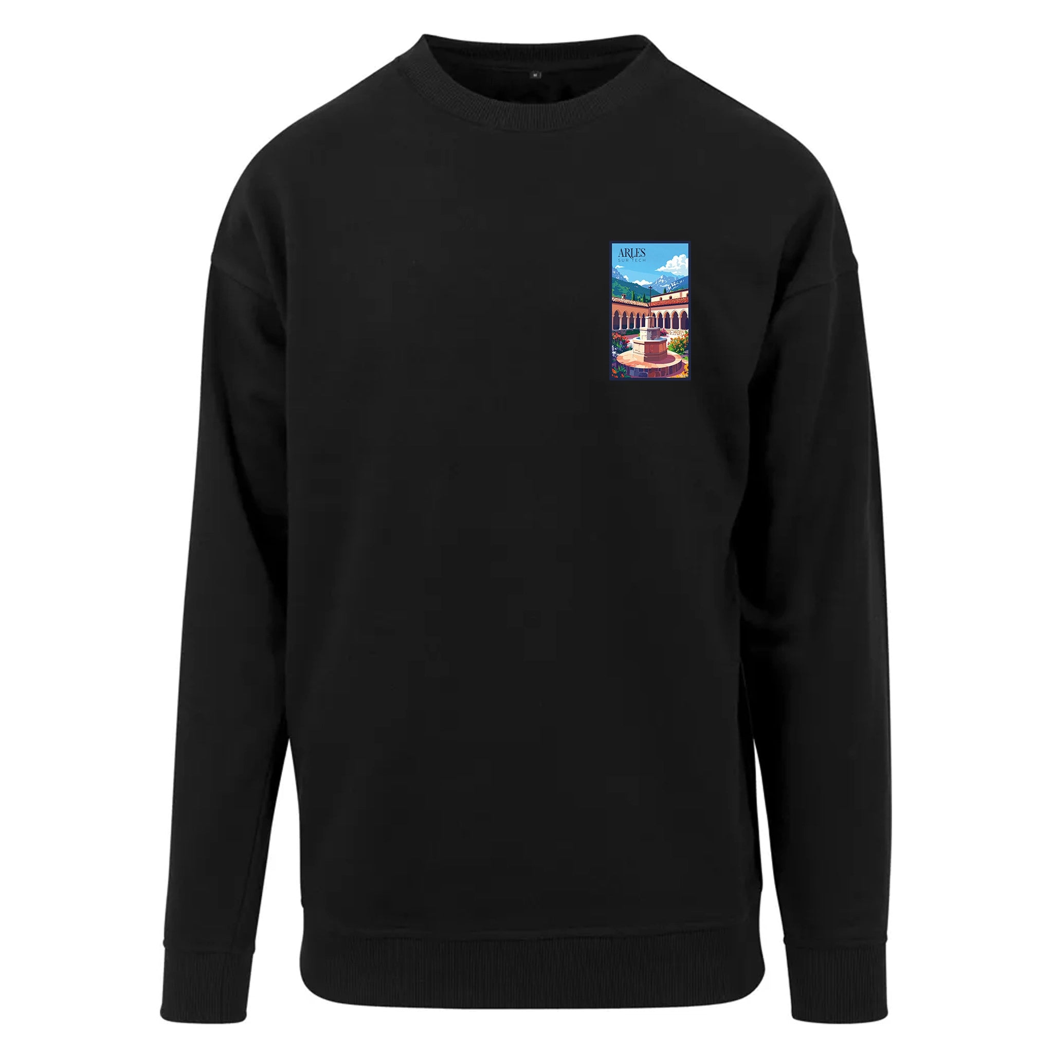 Sweat-shirt rétro Arles-sur-Tech - Illustration vintage village catalan et abbaye Sainte-Marie Agapit
