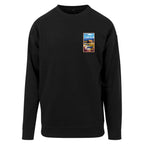 Sweat-shirt rétro Étang de Canet - Illustration vintage cabanes de pêcheurs en roseaux et vue sur le Canigou Agapit