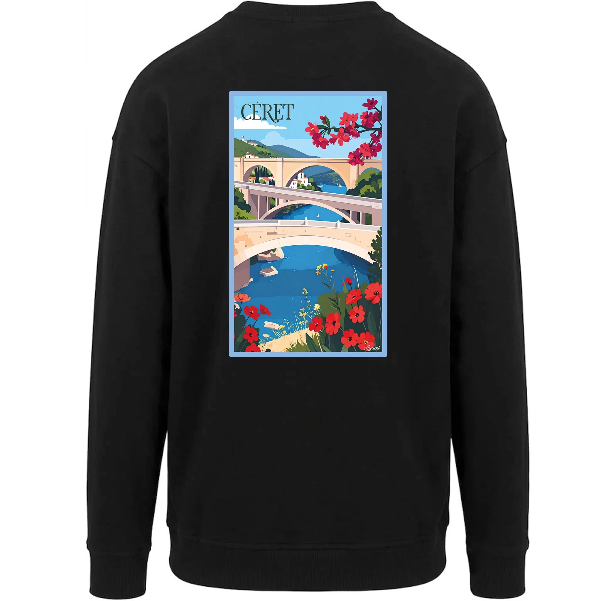Sweat-shirt rétro Céret - Illustration vintage de la ville d'art et des platanes Agapit