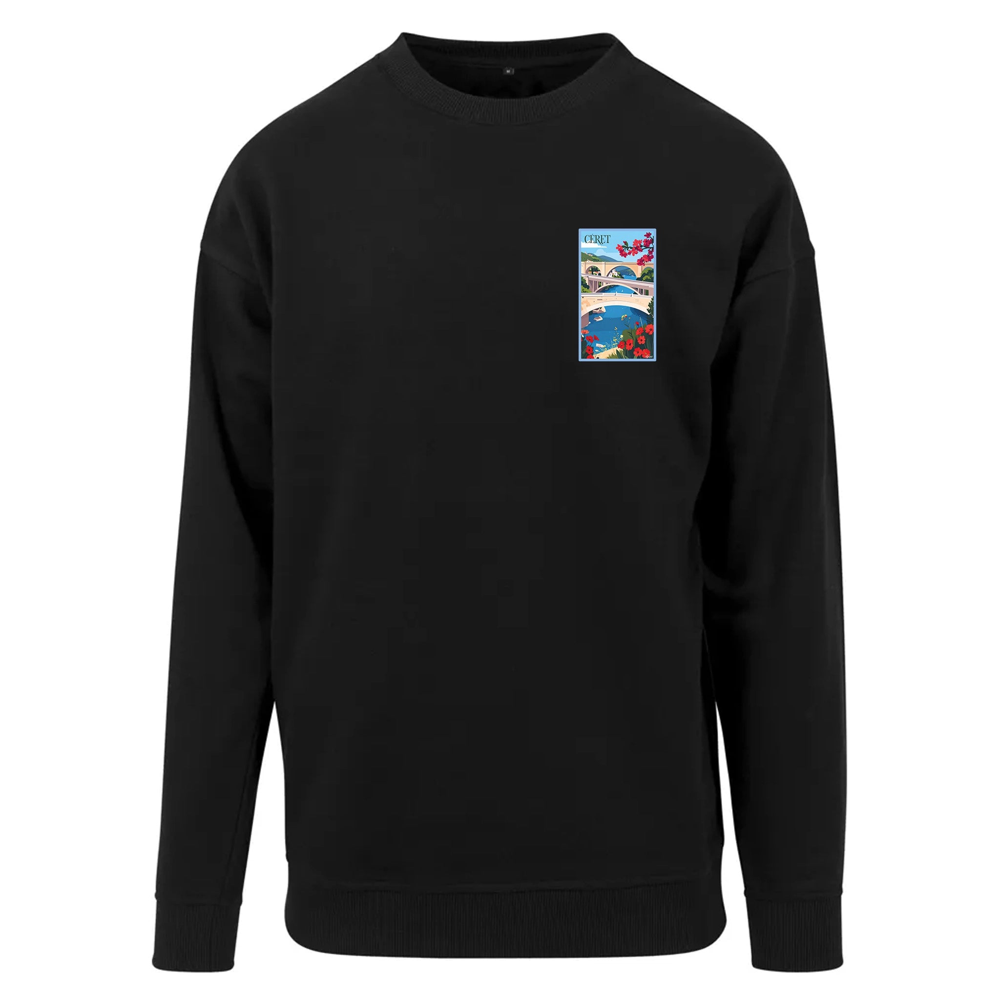 Sweat-shirt rétro Céret - Illustration vintage de la ville d'art et des platanes Agapit