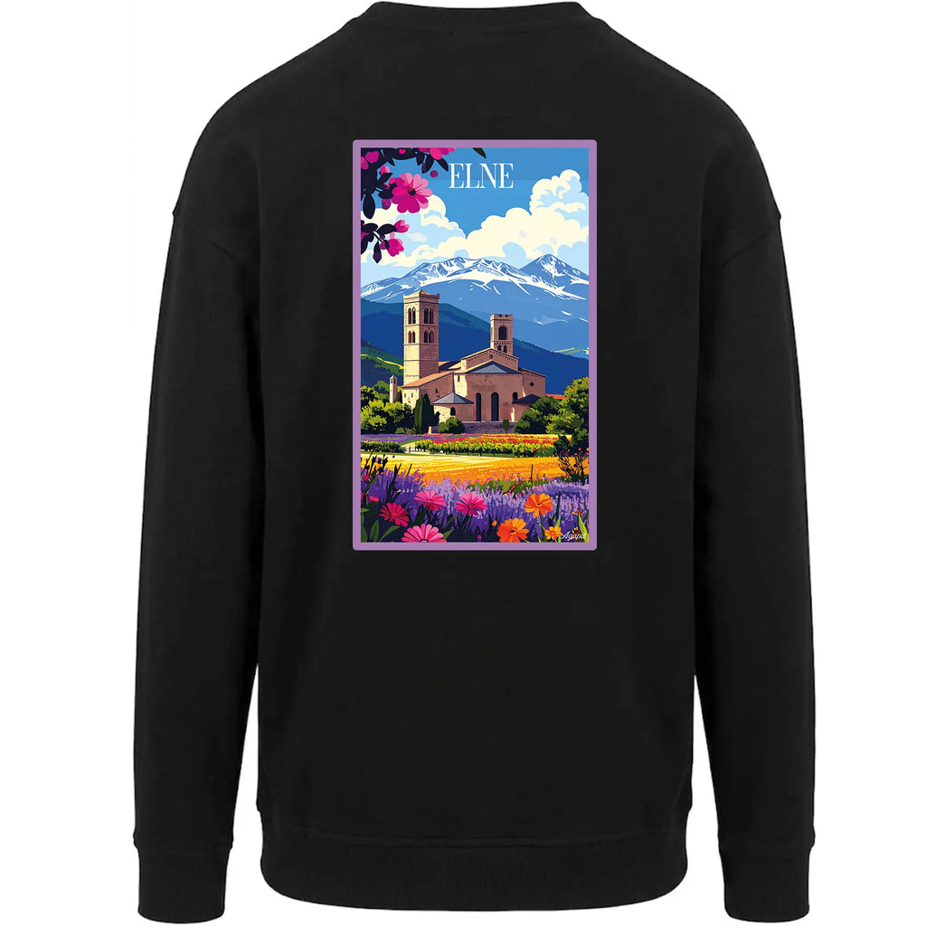Sweat-shirt rétro Elne - Illustration vintage cathédrale et cloître roman Agapit