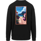 Sweat-shirt rétro Le Racou - Illustration vintage cabanes de pêcheurs et plage Argelès-sur-Mer Agapit