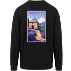 Sweat-shirt rétro Serralongue - Illustration vintage village de montagne et Conjurador Agapit
