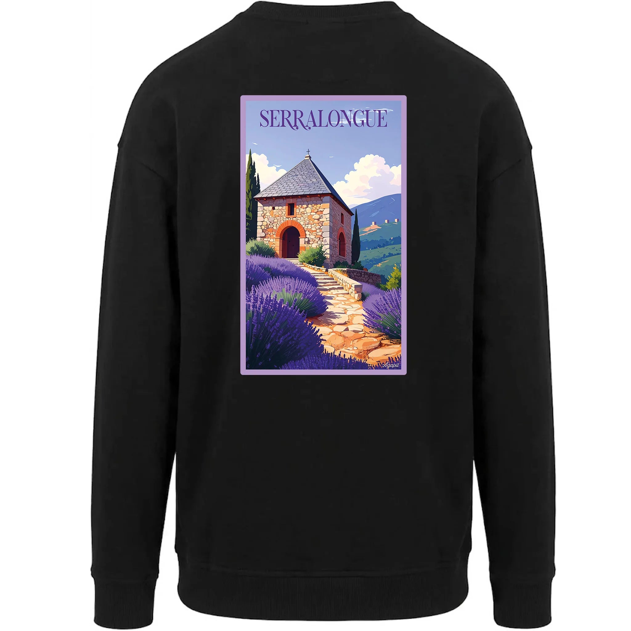 Sweat-shirt rétro Serralongue - Illustration vintage village de montagne et Conjurador Agapit