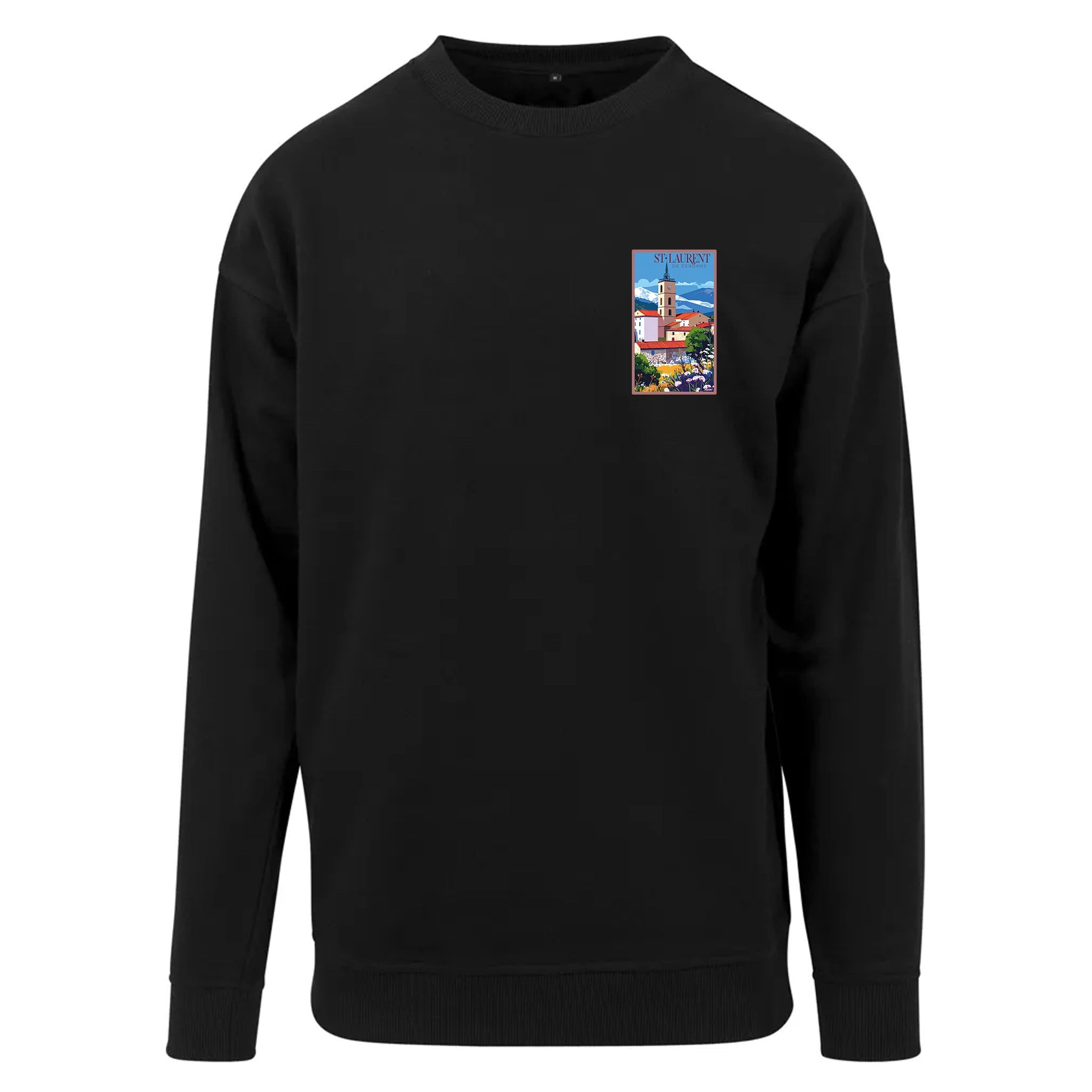 Sweat-shirt rétro Saint-Laurent-de-Cerdans - Illustration vintage cité de l'espadrille et tissage catalan Agapit