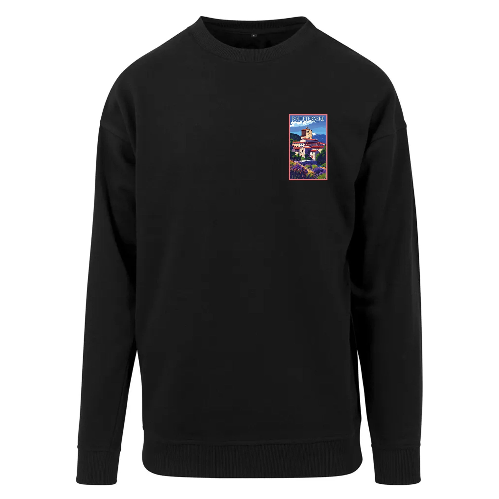Sweat-shirt rétro Bouleternère - Illustration vintage village fortifié et donjon médiéval Agapit