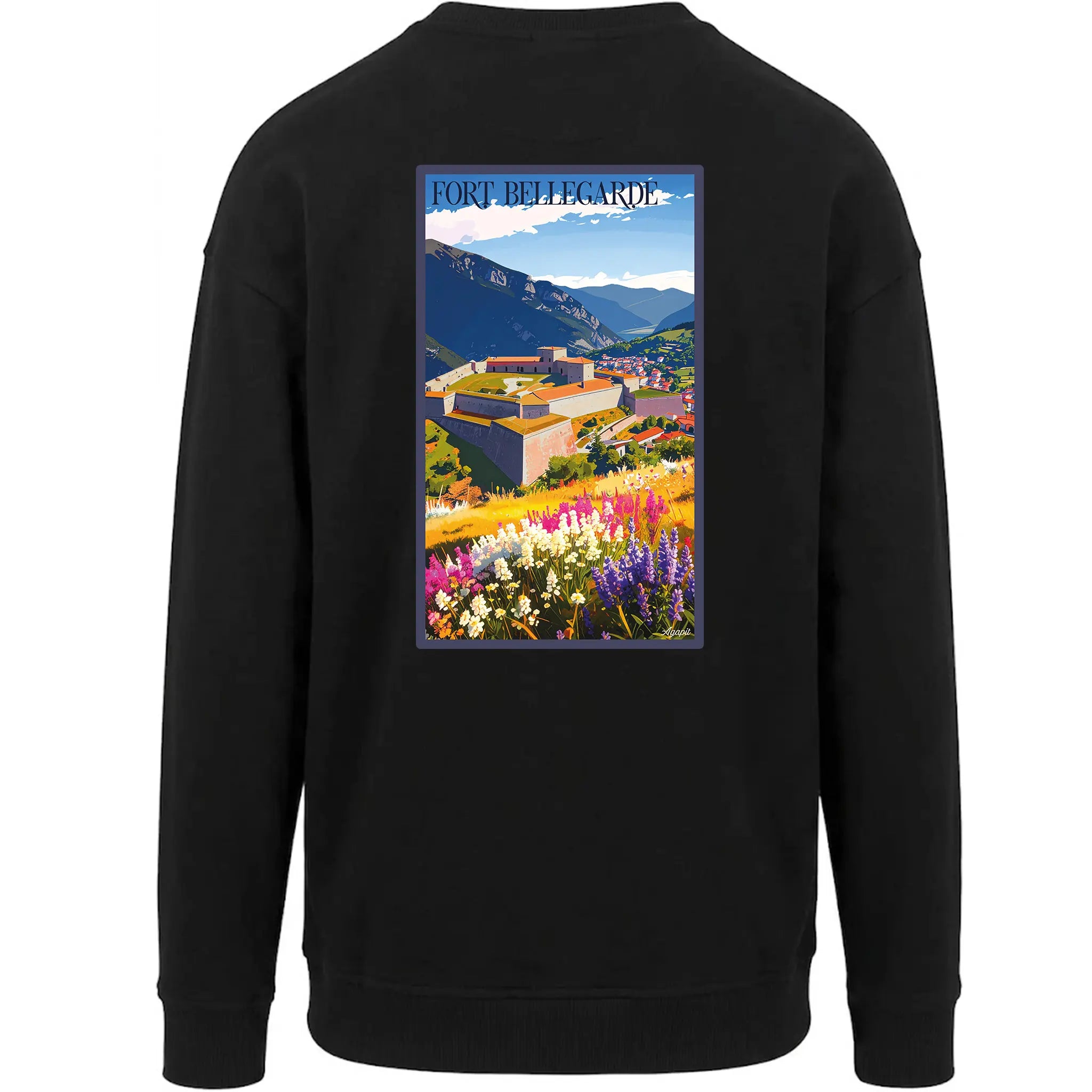 Sweat-shirt rétro Fort de Bellegarde - Illustration vintage forteresse de Vauban dominant le Perthus Agapit